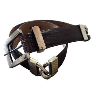 Brighton Womens Brown with Embossed Belt Gold Links. Sz. S